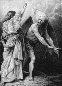 Jesus rebuking Satan