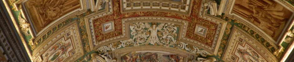 Ceiling in one of the halls inside the Vatican Museum, taken 2012 by Martha Wiggins