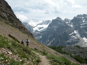 My sons hiking above The Valley of Ten Peaks, Banff National Park, Canada, 2010, taken by Martha Wiggins