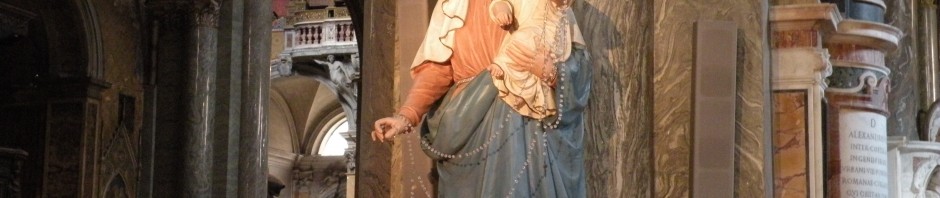 Statue of Mary at Basilica Santa Maria sopra Minerva, Rome, Italy, (Basilica of St. Mary over Minerva) taken 2011