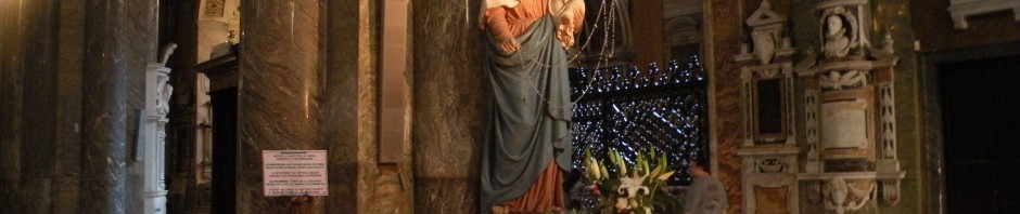Statue of Mary at Basilica Santa Maria sopra Minerva, Rome, Italy, (Basilica of St. Mary over Minerva) taken 2011