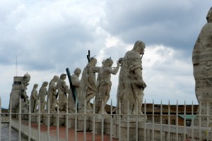 Behind the roof statuary at the Vatican, taken by Martha McDuff Wiggins, 2012