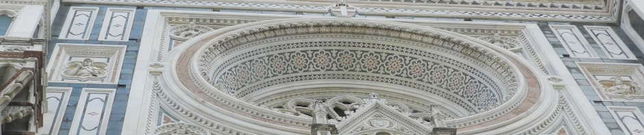 View of upper facade of the Duomo, The Basilica di Santa Maria del Fiore, Florence, Italy, 2012, taken by Martha M Wiggins